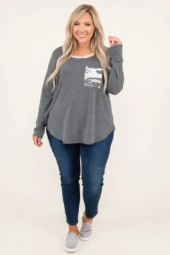 The Place Where Nobody Else Goes Top, Charcoal -Chic Soul Store 8 13 13664