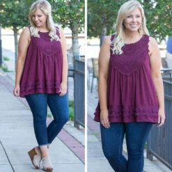 Sweet Charm Tank, Wine -Chic Soul Store 8.13 16