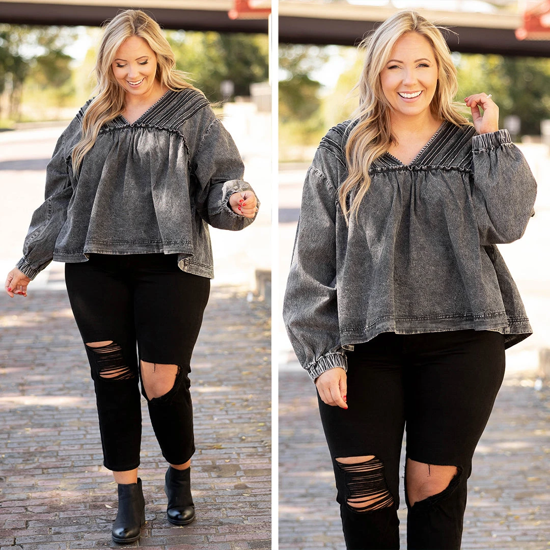 Let's Go On An Adventure Top, Charcoal 8 Let's Go On An Adventure Top, Charcoal - Image 6