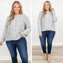 Powerful Thing Sweater, Gray -Chic Soul Store 8 ebb647ed dcd6 4901 a49d 743038f23802