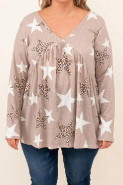I'll Be Fine In Time Top, Taupe Star -Chic Soul Store 9 1 14610