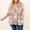 I'll Be Fine In Time Top, Taupe Star -Chic Soul Store 9 1 14611
