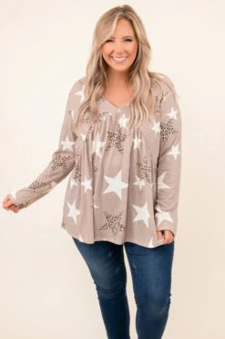 I'll Be Fine In Time Top, Taupe Star