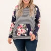 Pocketful Of Flowers Hoodie, Navy -Chic Soul Store 9 21 15589