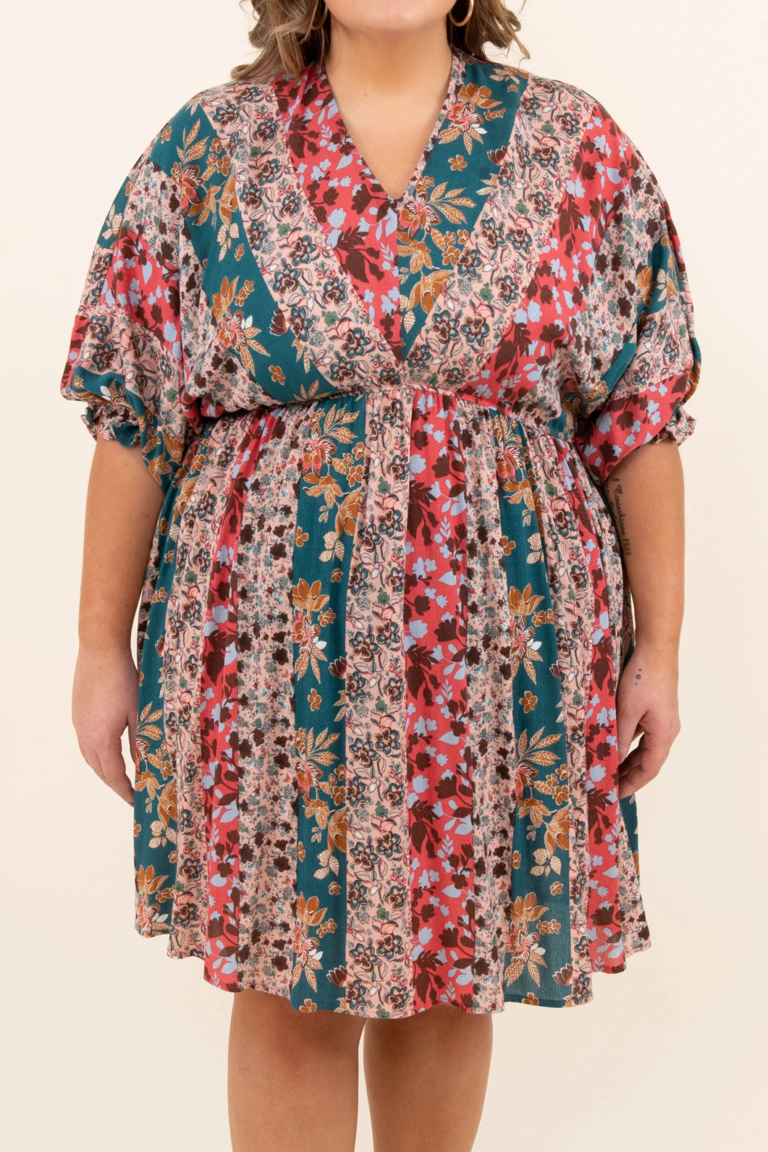 Who Are You Dress, Coral-Teal 6 Who Are You Dress, Coral-Teal - Image 4