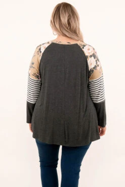 Naturally Yours Top, Charcoal -Chic Soul Store 9 28 16654
