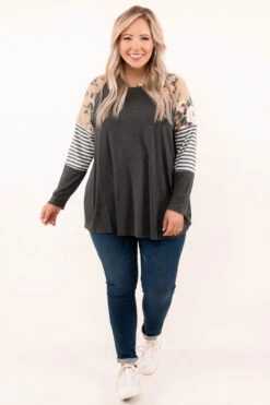 Naturally Yours Top, Charcoal -Chic Soul Store 9 28 16658