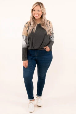 Naturally Yours Top, Charcoal -Chic Soul Store 9 28 16661