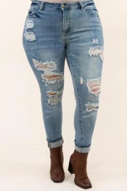 Go Explore Boyfriend Jeans, Medium Wash -Chic Soul Store 9 3 14850