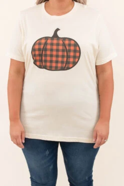 Plaid Pumpkin Tee, Natural -Chic Soul Store 9 3 14907 Edit