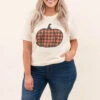 Plaid Pumpkin Tee, Natural -Chic Soul Store 9 3 14908