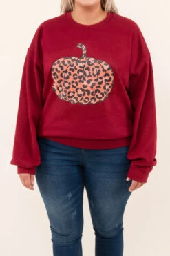 Fierce Pumpkin Sweatshirt, Garnet -Chic Soul Store 9 3 14918 Edit