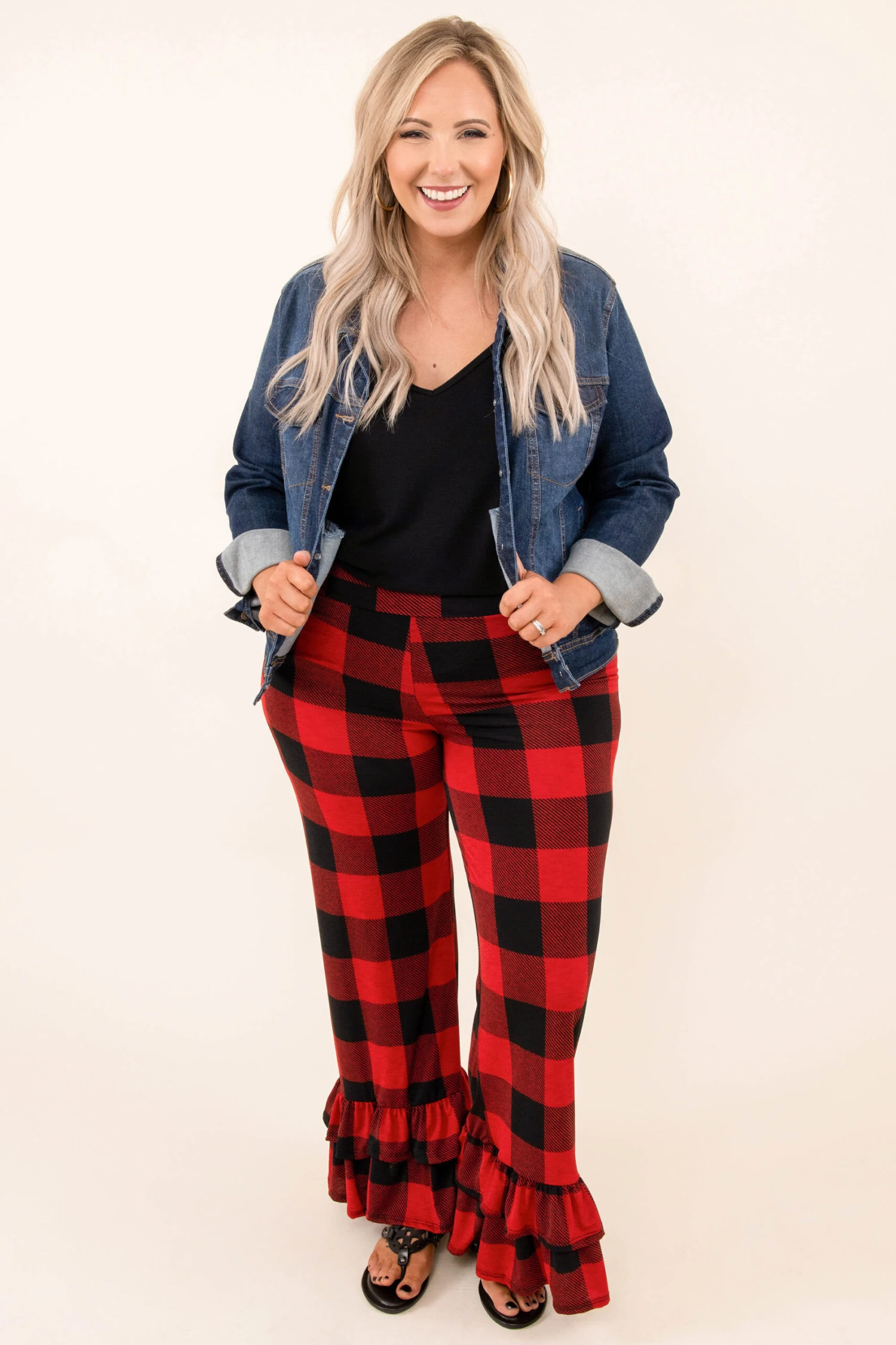 The Big Flare Pants, Black-Red 4 The Big Flare Pants, Black-Red - Image 2