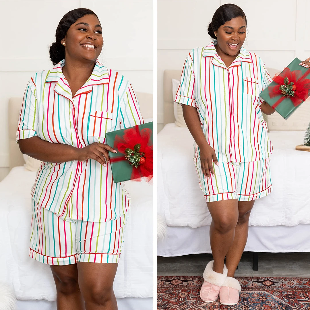 Candy Wonderland Short Sleeve Pajama Top, White 7 Candy Wonderland Short Sleeve Pajama Top, White - Image 6