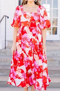 A Light Mist Dress, Red Combo -Chic Soul Store ALightMistDress RedCombo 2