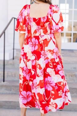 A Light Mist Dress, Red Combo -Chic Soul Store ALightMistDress RedCombo