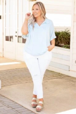 A Little Basic Top, Light Blue -Chic Soul Store ALittleBasicTop LightBlue 9794