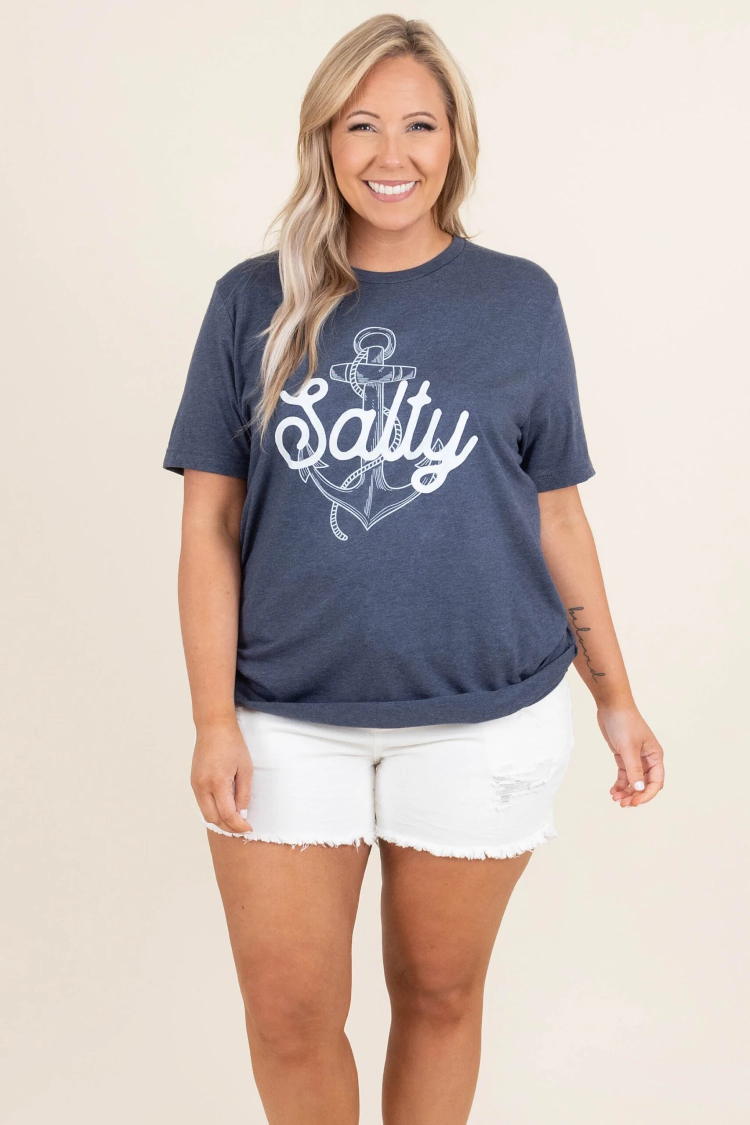 A Little Salty Tee, Heather Navy 3 A Little Salty Tee, Heather Navy