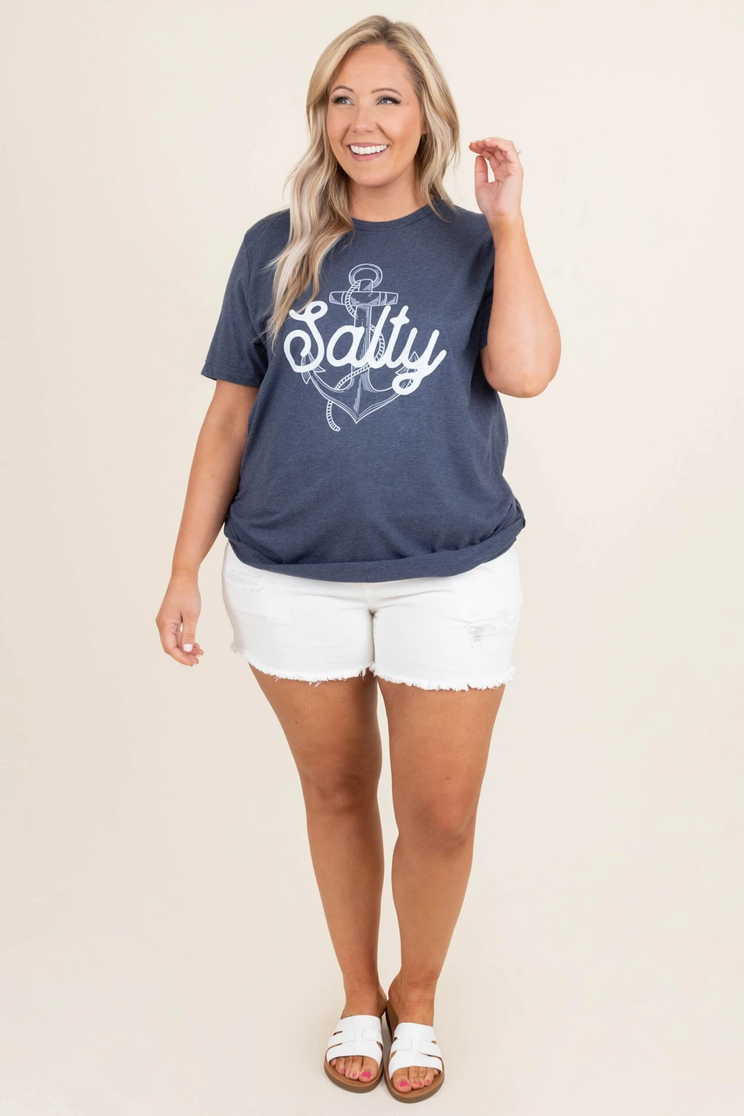 A Little Salty Tee, Heather Navy 4 A Little Salty Tee, Heather Navy - Image 2