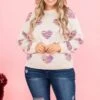 Heart To Get Sweater, Ivory Multi 1 Heart To Get Sweater, Ivory Multi -Chic Soul Store ALovingHeartSweater IvoryMulti 0091