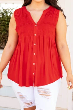 A Summer To Remember Top, Tomato Red -Chic Soul Store ASummerToRememberTop TomatoRed 9325