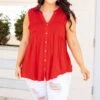 A Summer To Remember Top, Tomato Red -Chic Soul Store ASummerToRememberTop TomatoRed 9327