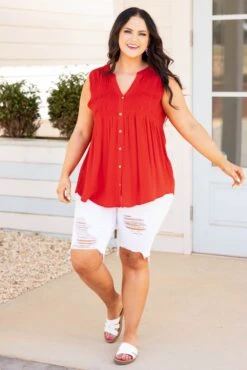 A Summer To Remember Top, Tomato Red -Chic Soul Store ASummerToRememberTop TomatoRed 9328
