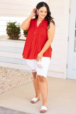 A Summer To Remember Top, Tomato Red -Chic Soul Store ASummerToRememberTop TomatoRed 9329