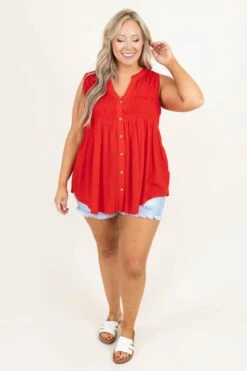 A Summer To Remember Top, Tomato Red -Chic Soul Store ASummerToRememberTop TomatoRed 9715