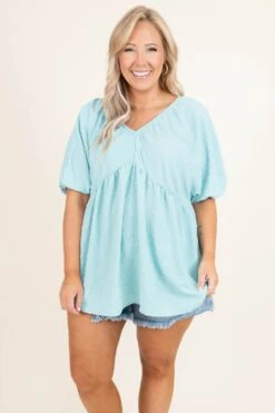 Adorably You Top, Aqua Teal