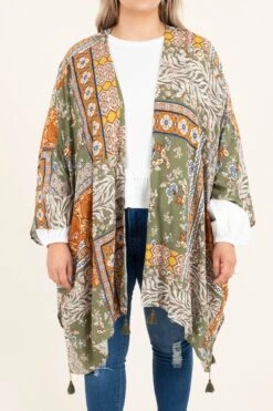 All About Patterns Kimono, Olive -Chic Soul Store AllAboutPatternsKimono Olive 9854