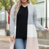 All Business No Play Cardigan, Dark Gray-Ivory-Taupe -Chic Soul Store AllBusinessNoPlayCardigan DarkGray Ivory Taupe 1023