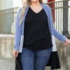 All Business No Play Cardigan, Denim-Heather Gray-Black -Chic Soul Store AllBusinessNoPlayCardigan Denim HeatherGray Black 3