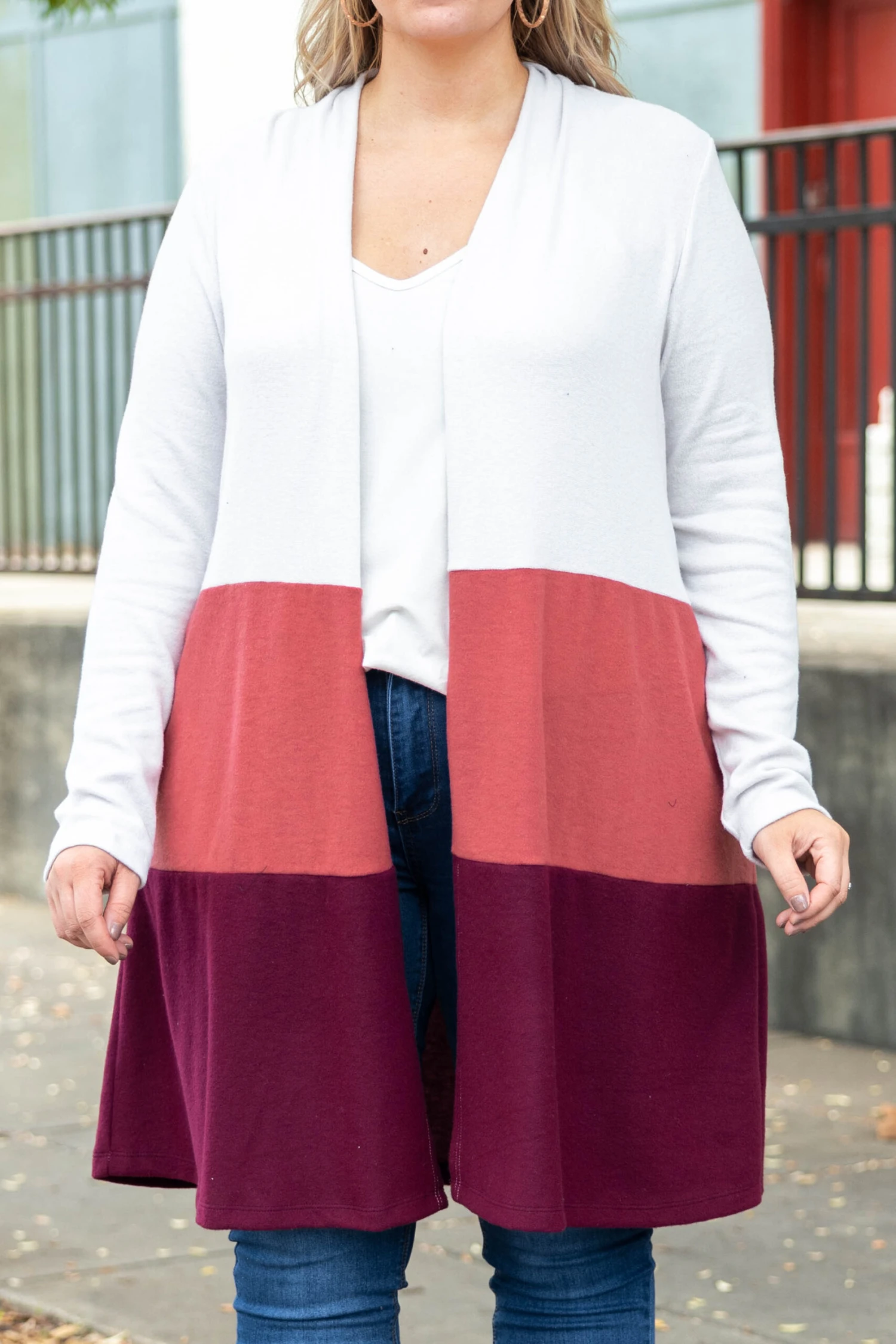 All Business No Play Cardigan, Oyster-Marsala-Burgundy 6 All Business No Play Cardigan, Oyster-Marsala-Burgundy - Image 4