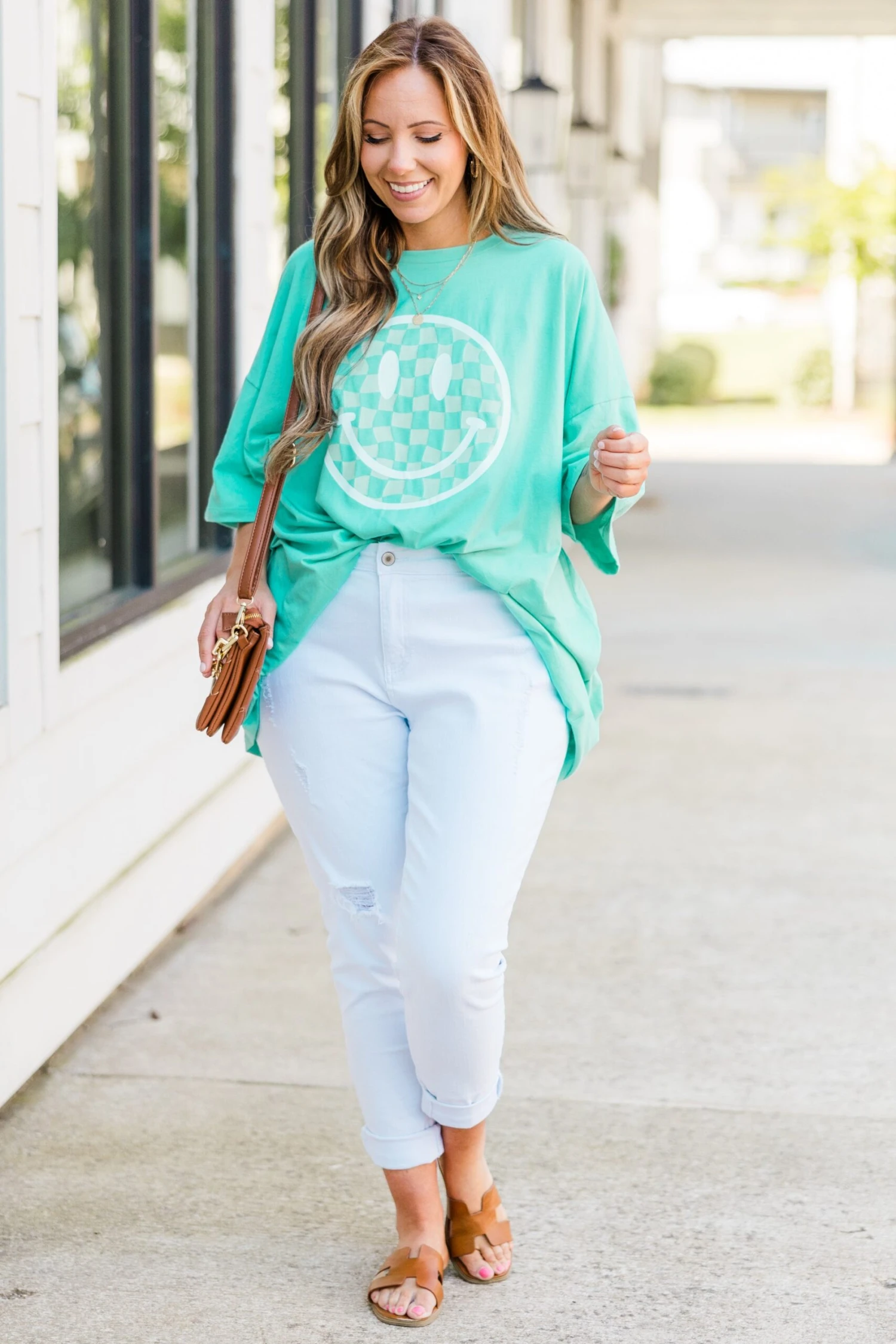 All Smiles Here Boyfriend Tee, Mint 5 All Smiles Here Boyfriend Tee, Mint - Image 3