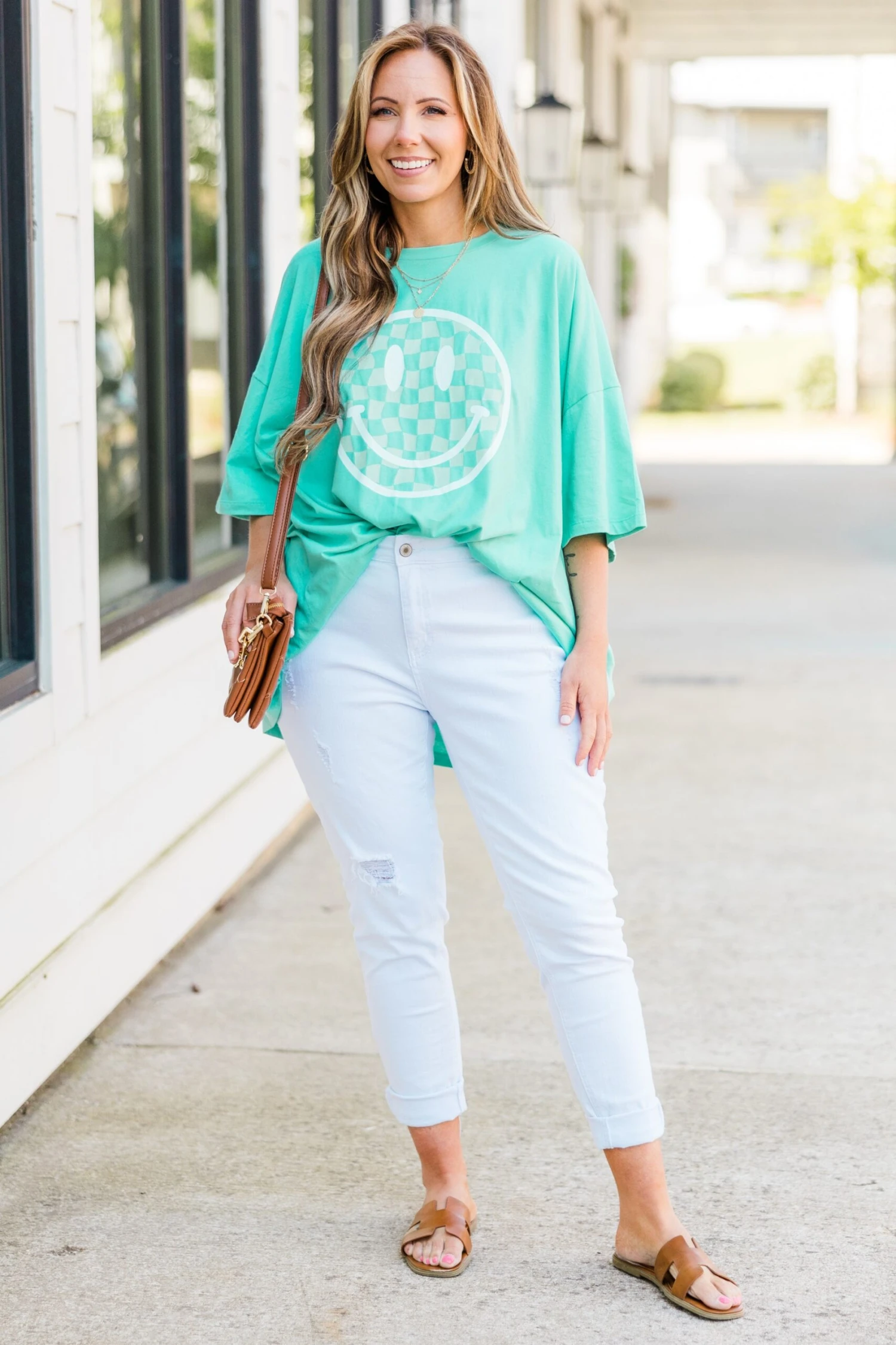 All Smiles Here Boyfriend Tee, Mint 6 All Smiles Here Boyfriend Tee, Mint - Image 4