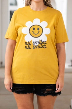 All Sunflowers And Smiles Tee, Mustard -Chic Soul Store AllSunflowersAndSmilesTee Mustard 2