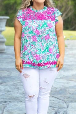 Alone Time Top, Emerald-Magenta -Chic Soul Store AloneTimeTop Emerald Magenta 8