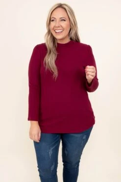 Always Be Happy Top, Burgundy