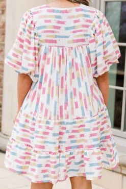 Always On Time Dress, Cream Pink -Chic Soul Store AlwaysOnTimeDress CreamPink 2