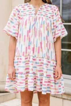 Always On Time Dress, Cream Pink -Chic Soul Store AlwaysOnTimeDress CreamPink 3