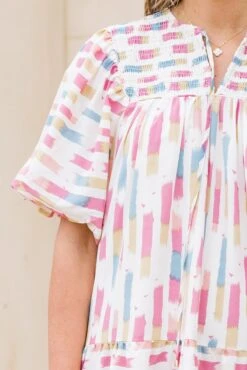 Always On Time Dress, Cream Pink -Chic Soul Store AlwaysOnTimeDress CreamPink 4