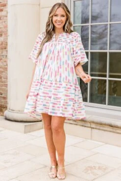 Always On Time Dress, Cream Pink -Chic Soul Store AlwaysOnTimeDress CreamPink 6