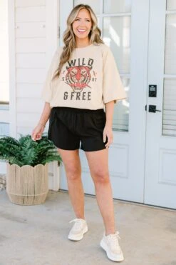 Sporty Chic Short, Black -Chic Soul Store AlwaysWildandFreeBoyfriendTee LightMocha 5 178fad20 f9bc 4beb afbe d1c686091d1b