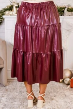 Always And For Leather Skirt, Burgundy -Chic Soul Store AlwaysandForLeatherSkirt Burgundy