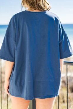 Amalfi Coast Boyfriend Tee, Navy -Chic Soul Store AmalfiCoastBoyfriendTee Navy 2