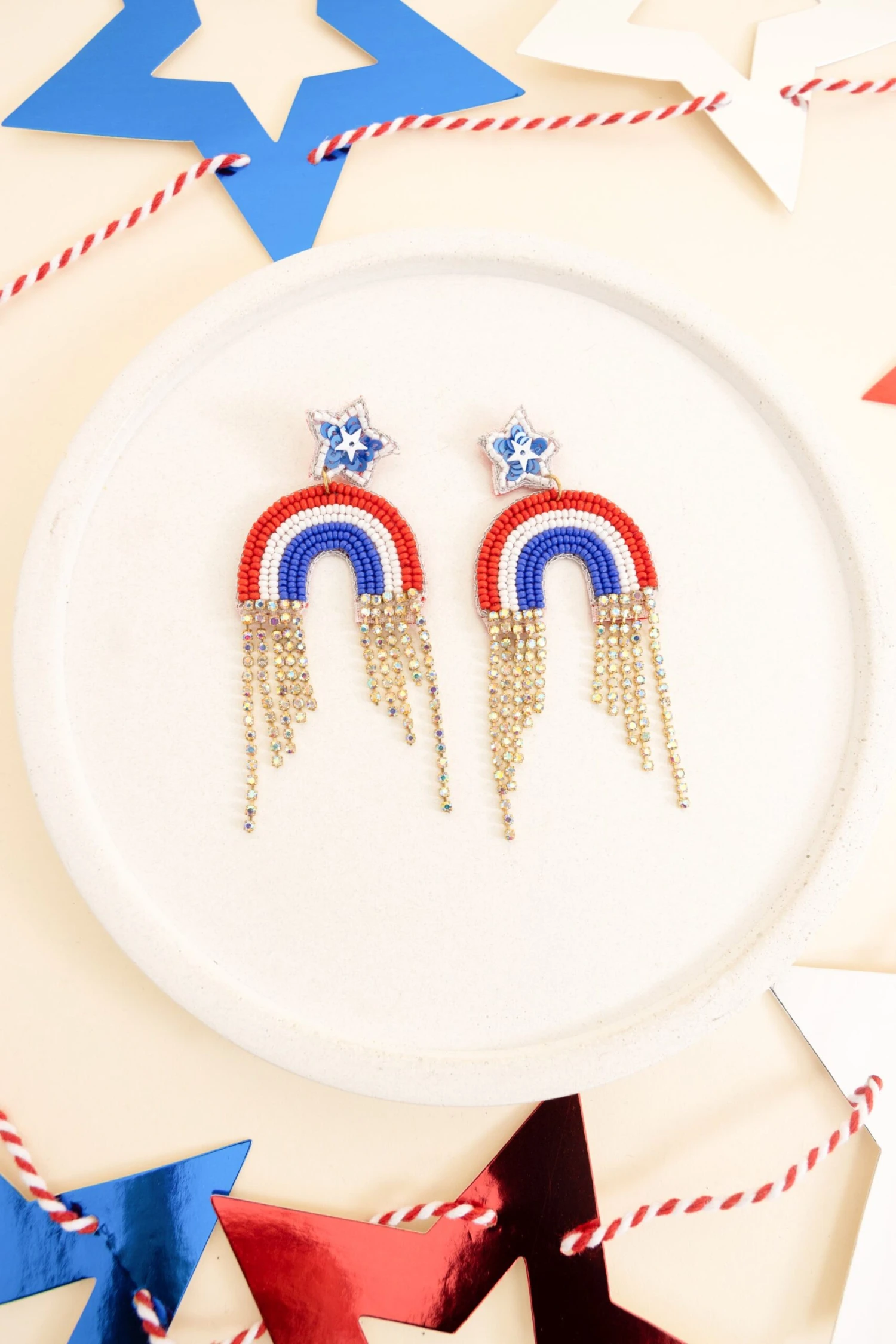 American Rainbow Earrings, Blue 6 American Rainbow Earrings, Blue - Image 4