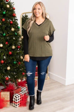 Anticipating This Moment Sweater Vest, Olive -Chic Soul Store AnticipatingThisMomentSweaterVest Olive 1043