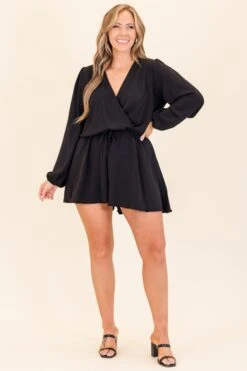 Anyone's Guess Romper, Black -Chic Soul Store Anyone sGuessRomper Black 5