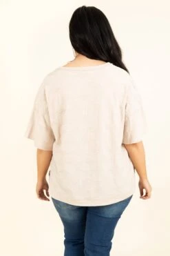 Back Before Noon Top, Taupe -Chic Soul Store BackBeforeNoonTop Taupe 9891